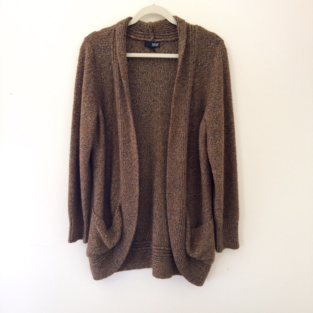 a.n.a Women's Brown Open-Front Cardigan